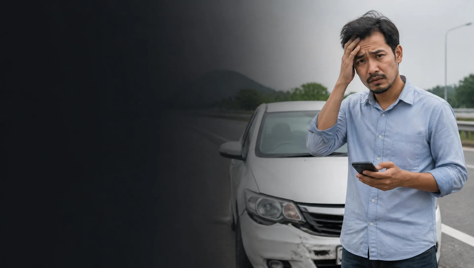 Bimal Auto Maruti Suzuki service advisor with a customer's car after an accident